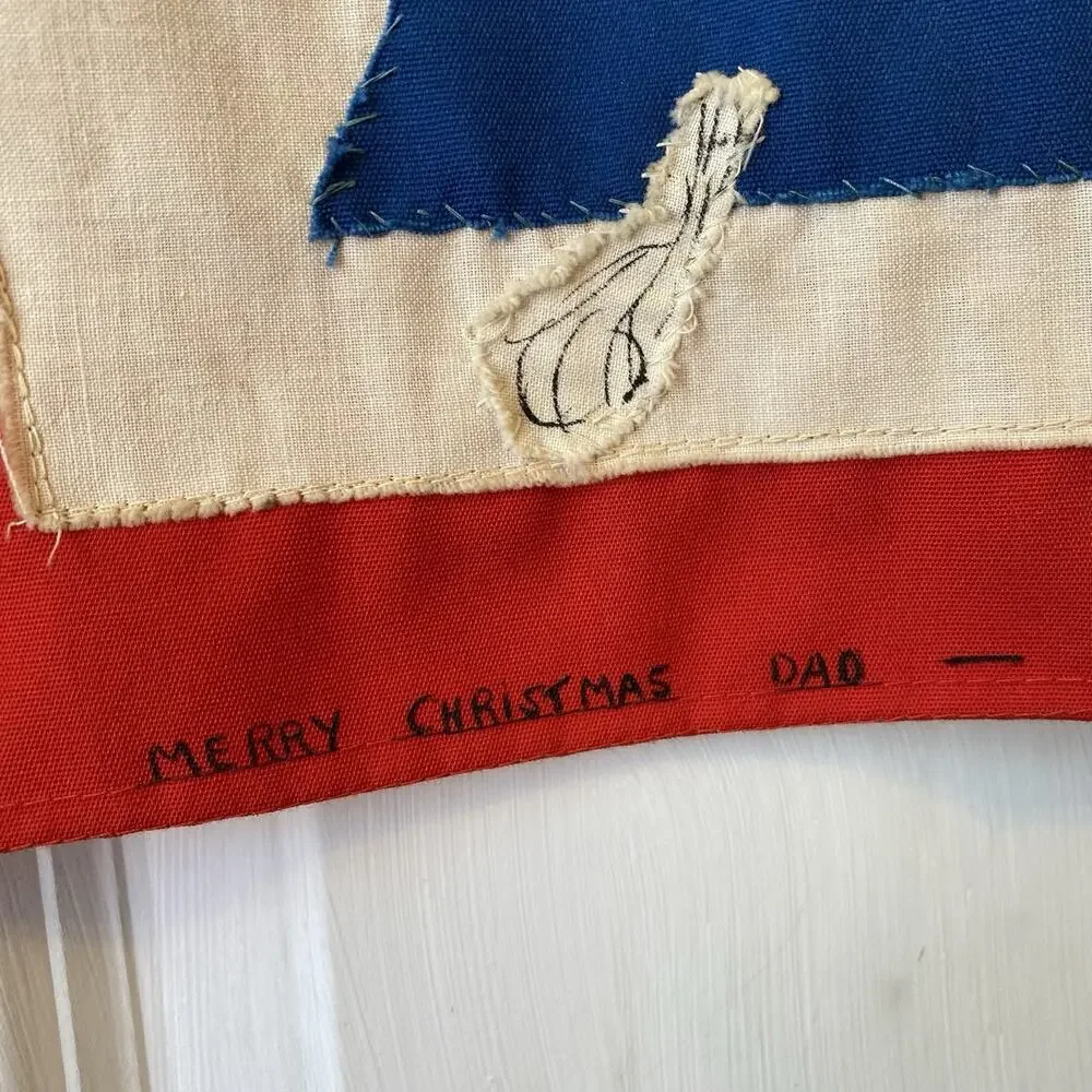 Vintage 1977 Christmas Around The World Hand Patchwork Wall Hanging 29”x29” Deco